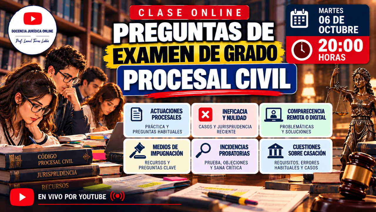 Clase online, preguntas de examen de grado en Derecho Procesal Civil, Tutoría Procesal 2026 sesión 23