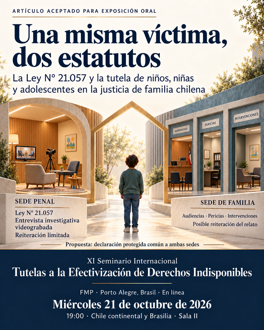 Una misma víctima, dos estatutos: la Ley N° 21.057 y la tutela de niños, niñas y adolescentes en la justicia de familia chilena. Artículo aceptado para exposición oral en el XI Seminario Internacional de la FMP, miércoles 21 de octubre de 2026